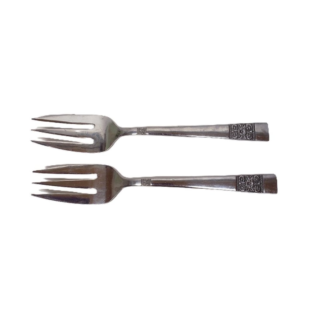 Vintage Serving Fork Set Rebacraft Japan Reed & Barton Medley Cold Meat Lot x2